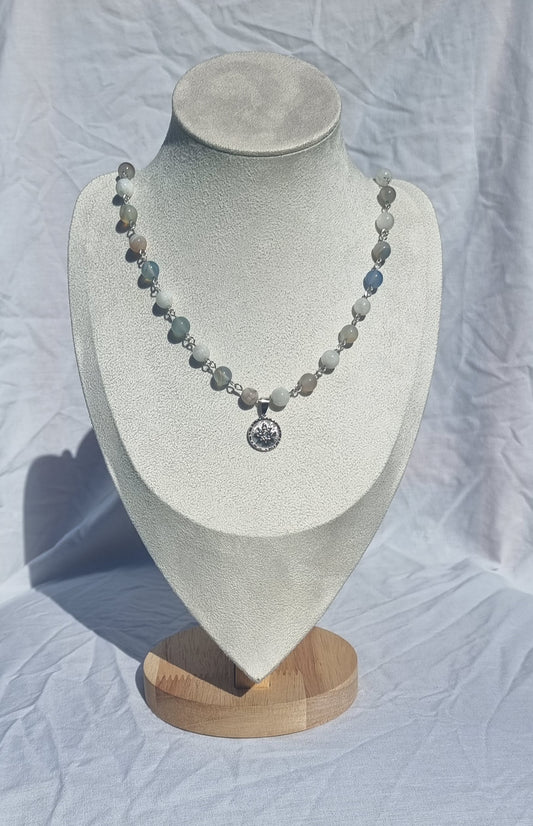 Aella - Moonstone and Azure Agate Star Necklace