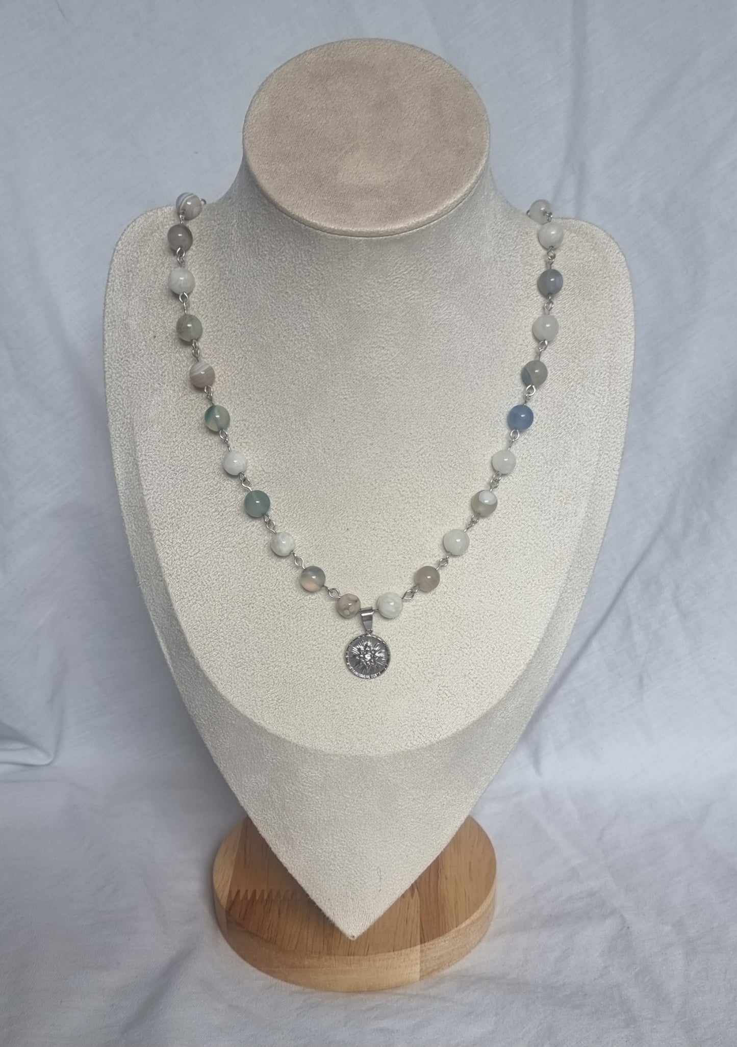 Aella - Moonstone and Azure Agate Star Necklace