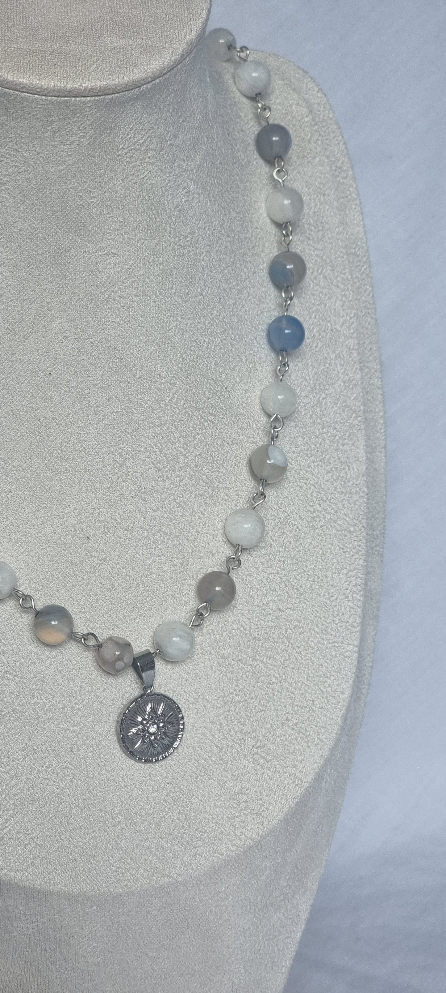 Aella - Moonstone and Azure Agate Star Necklace