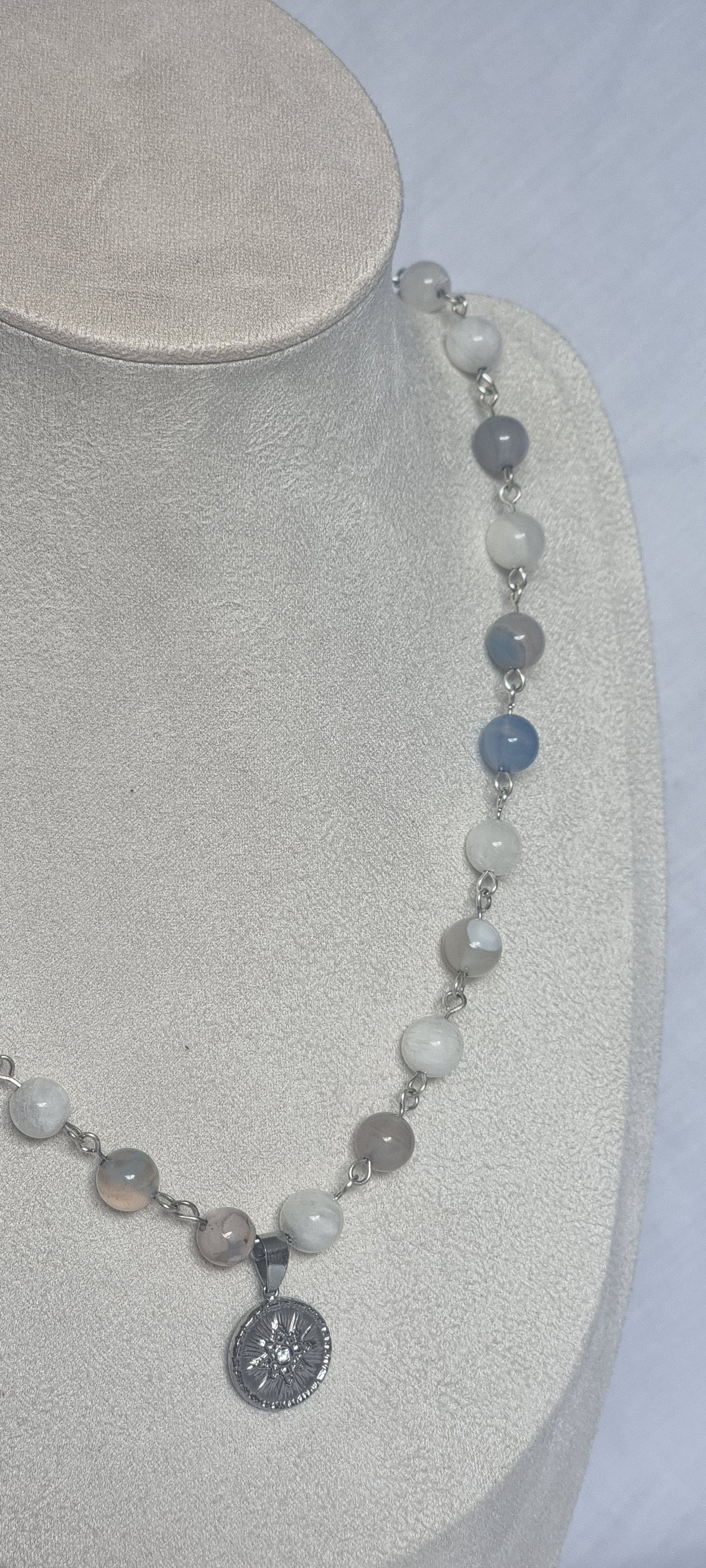 Aella - Moonstone and Azure Agate Star Necklace