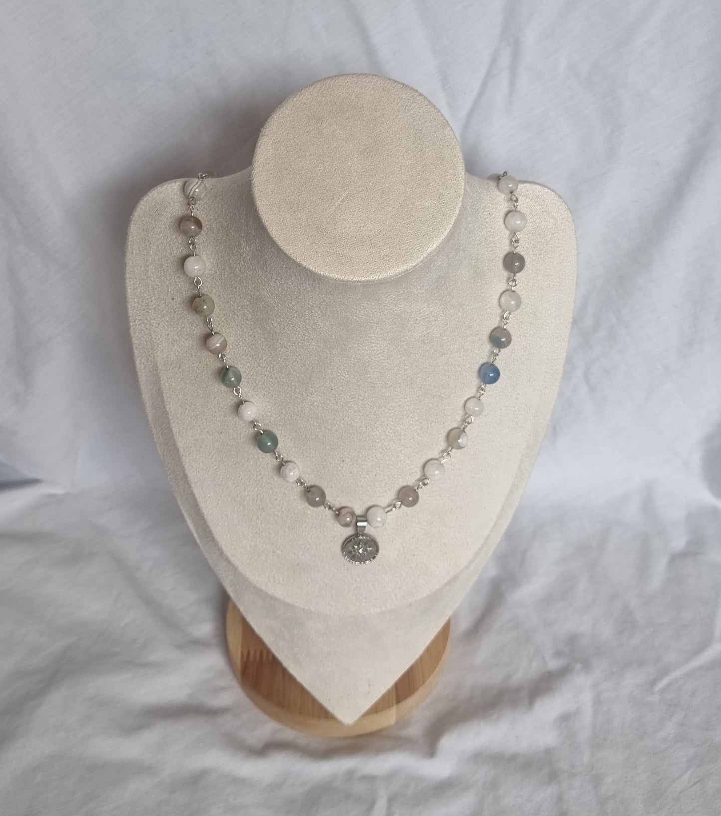 Aella - Moonstone and Azure Agate Star Necklace