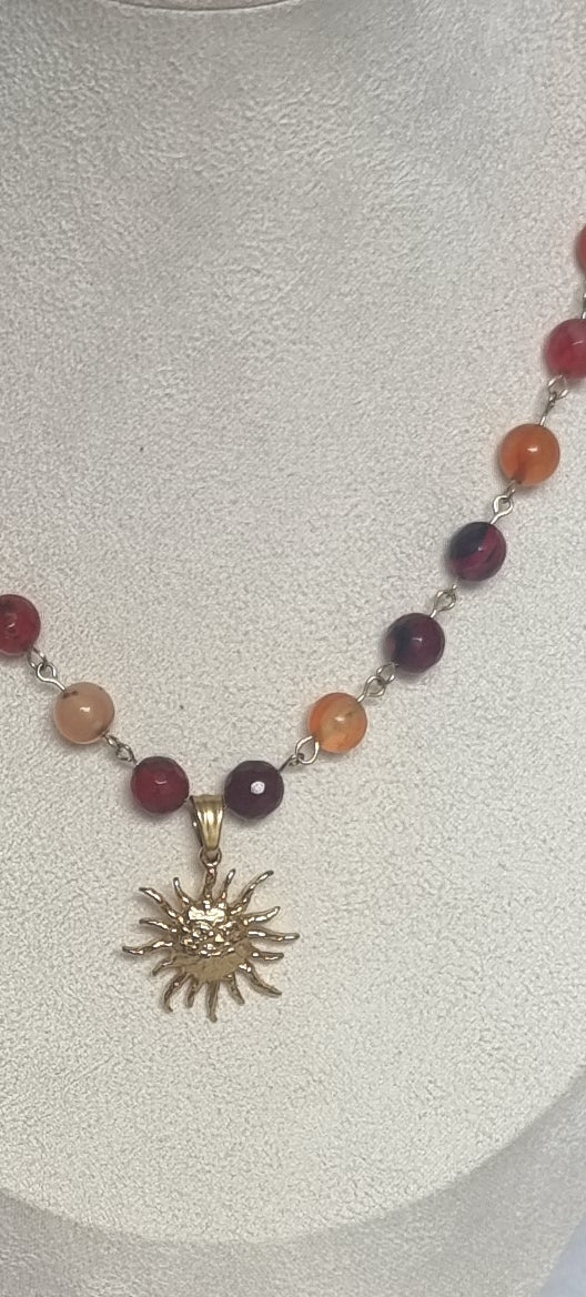 Cyra - Red Agate and Carnelian Sun Necklace