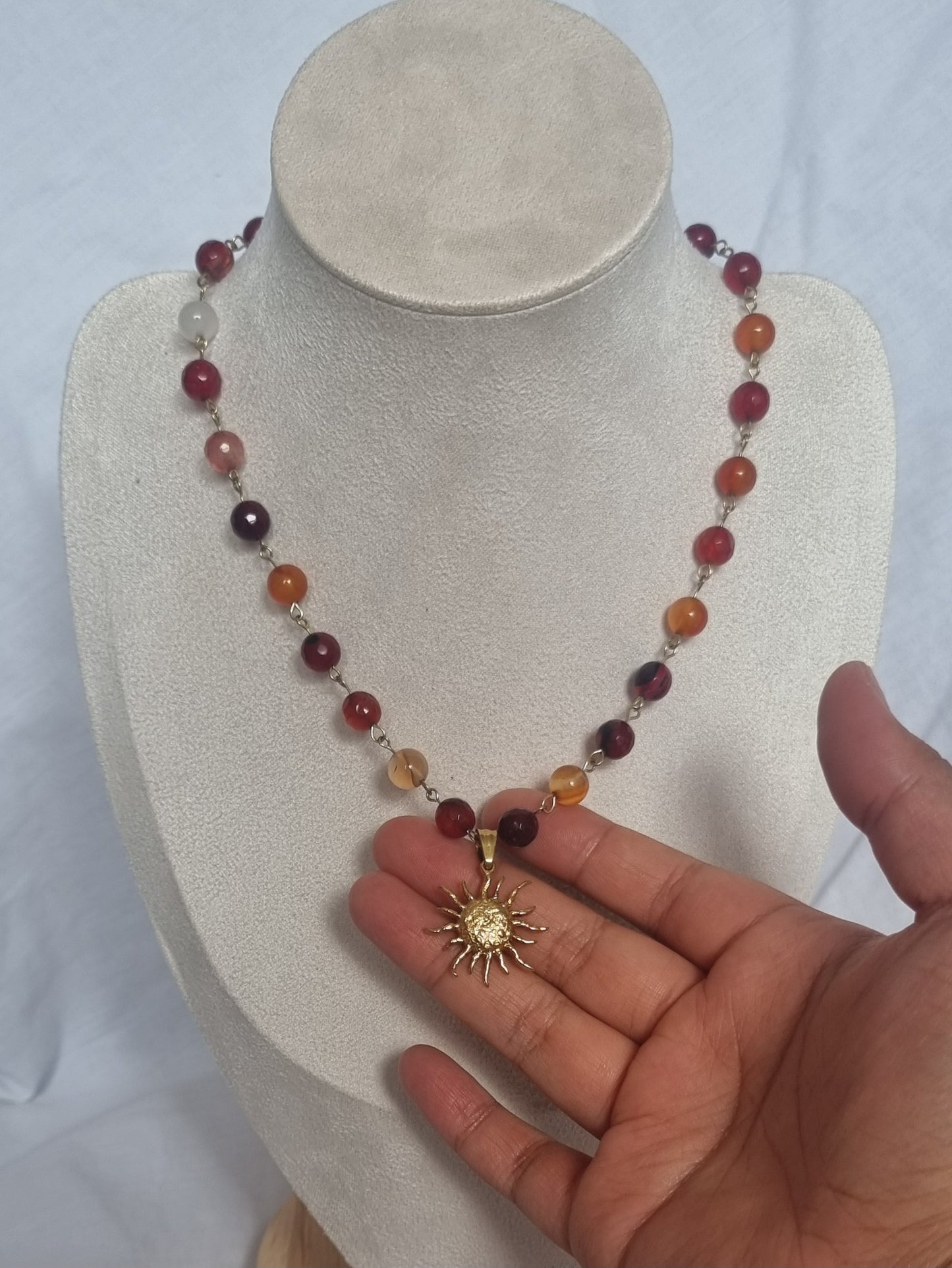 Cyra - Red Agate and Carnelian Sun Necklace