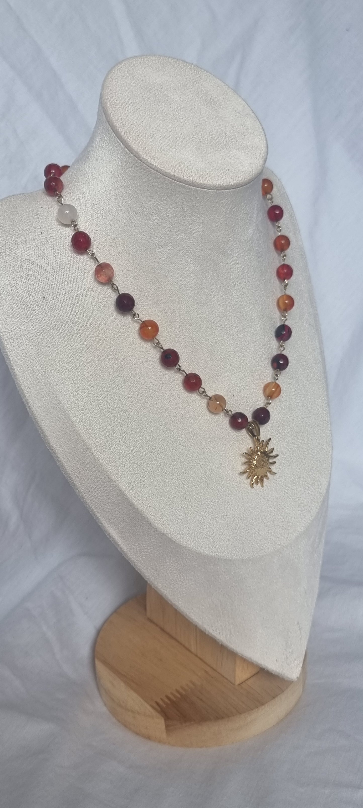 Cyra - Red Agate and Carnelian Sun Necklace