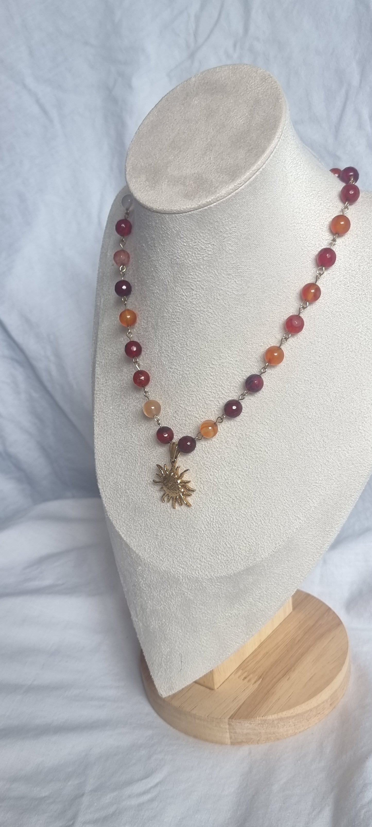 Cyra - Red Agate and Carnelian Sun Necklace