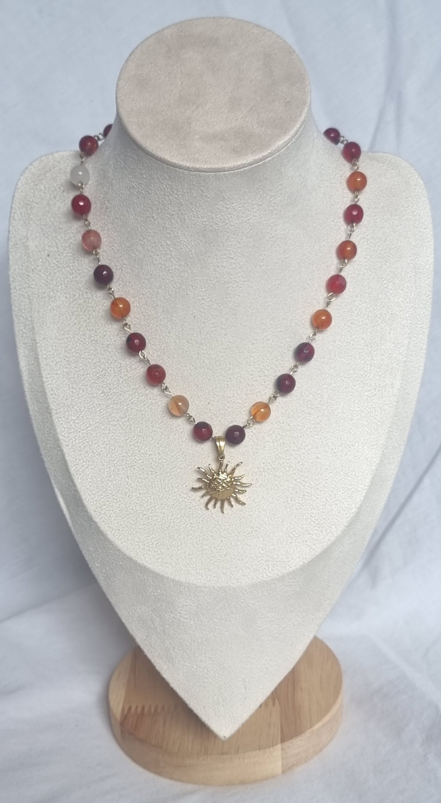 Cyra - Red Agate and Carnelian Sun Necklace