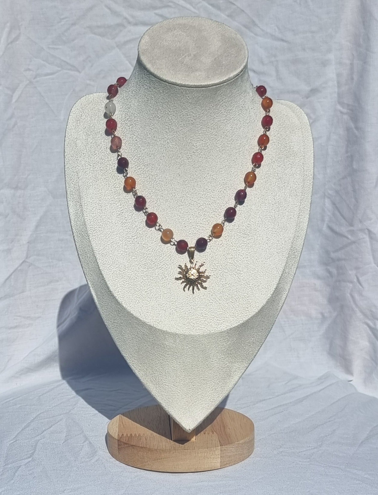 Cyra - Red Agate and Carnelian Sun Necklace